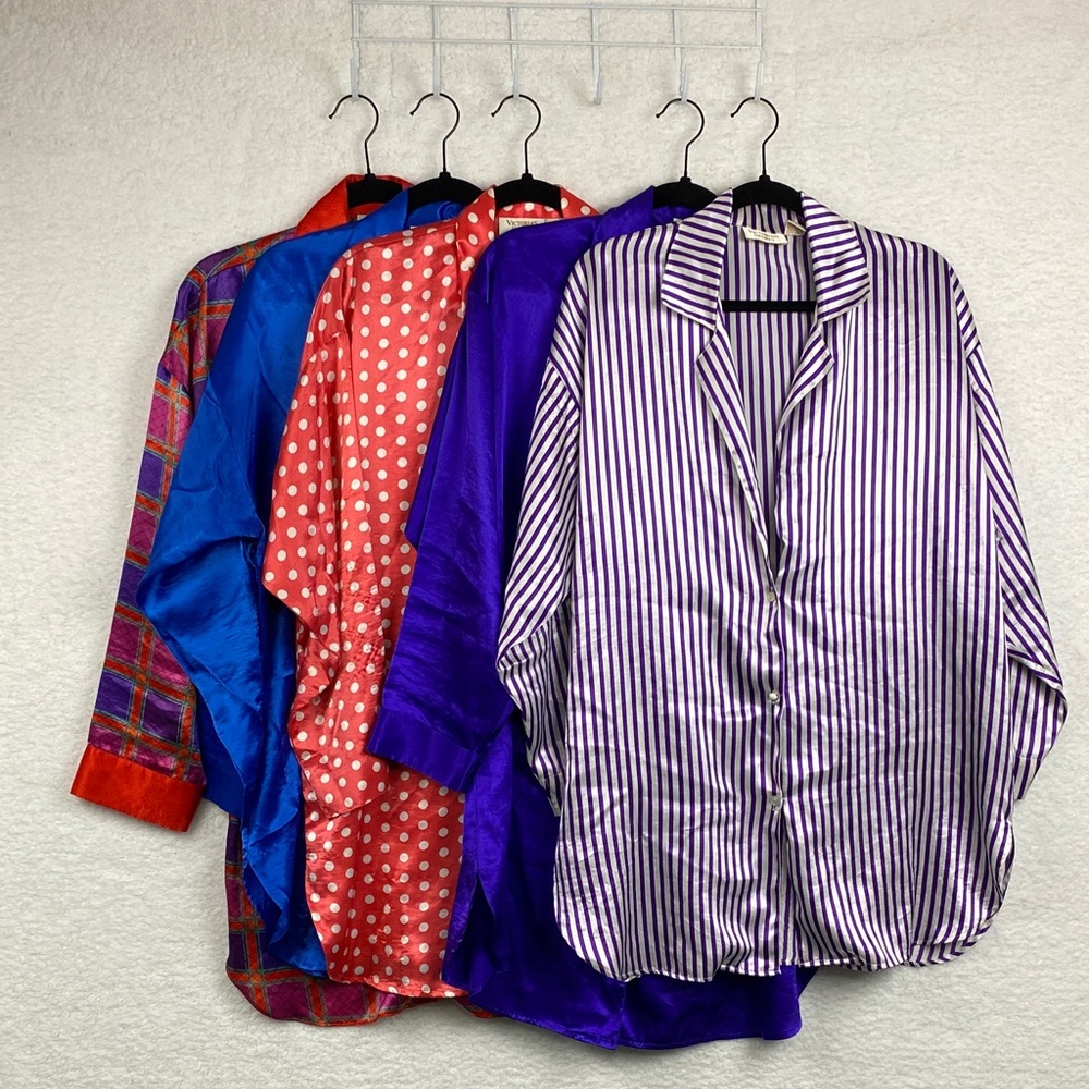 Victoria’s Secret 5 vintage sleepwear shirts M-L sizes. In need of repair.